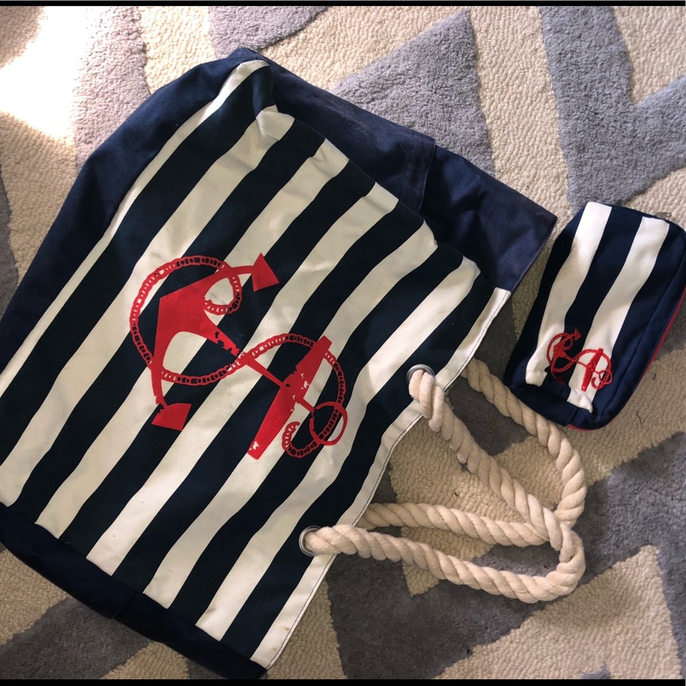 Anchor summer tote and makeup bag